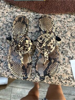 Tory Butch Miller Snake Print Sandal
